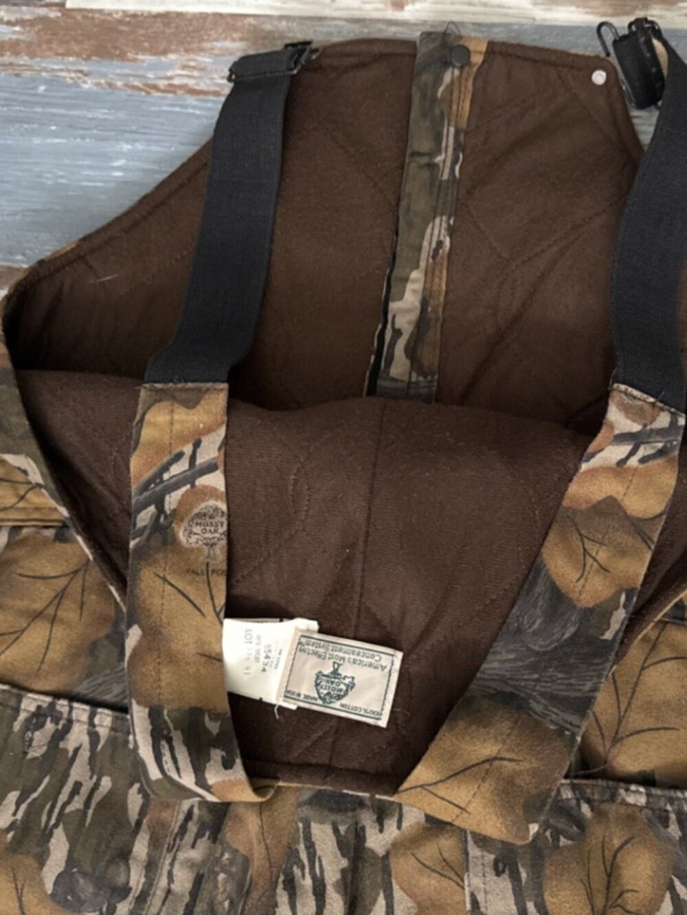 Vintage Mossy Oak Camo Overalls Mens M Fall Foilage Insulated Hunting Bibs USA - Picture 10 of 12